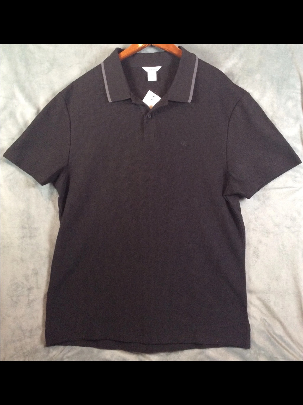 Mens Black Polo Shirt With Contrast Trim
